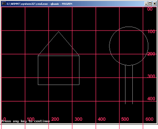 graph paper with house and tree